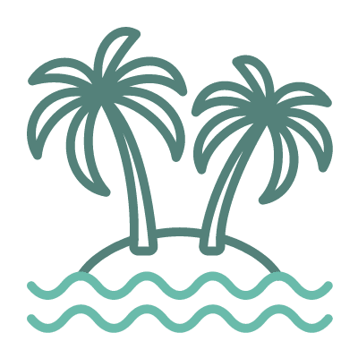 Flippin' Awesome Adventures Palm Tree Logo | Panama City Beach, Florida Dolphin Tours, Snorkeling Excursions, & Boat Trips led by Captain Chris, a marine biologist